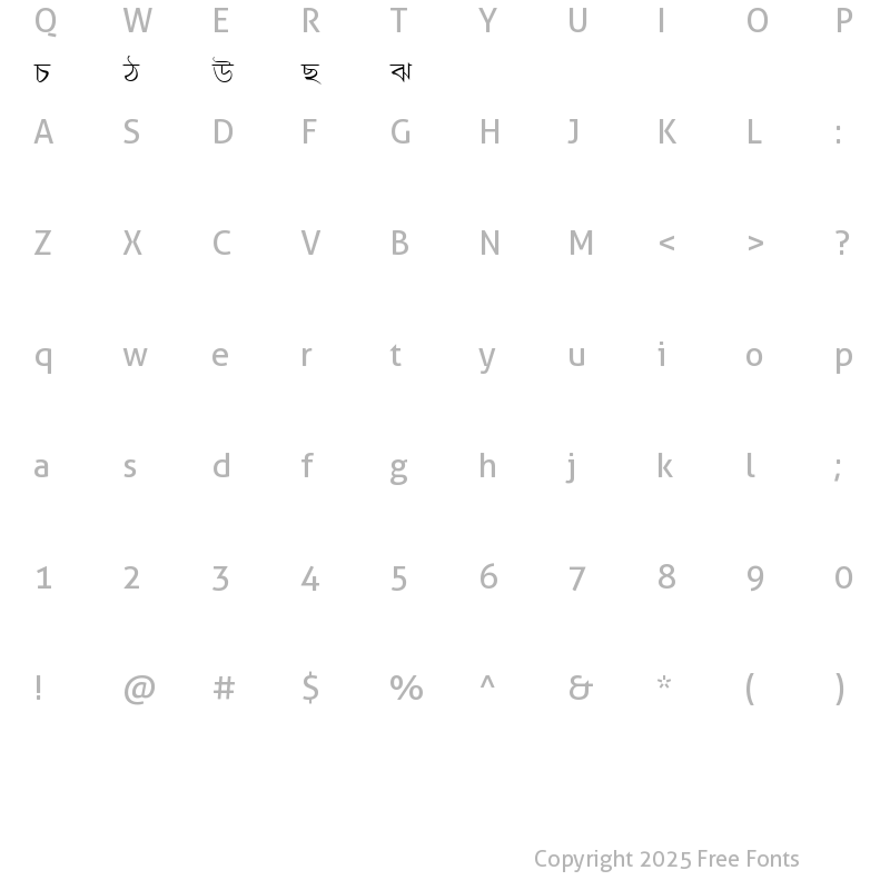 Character Map of LipiExpand Normal