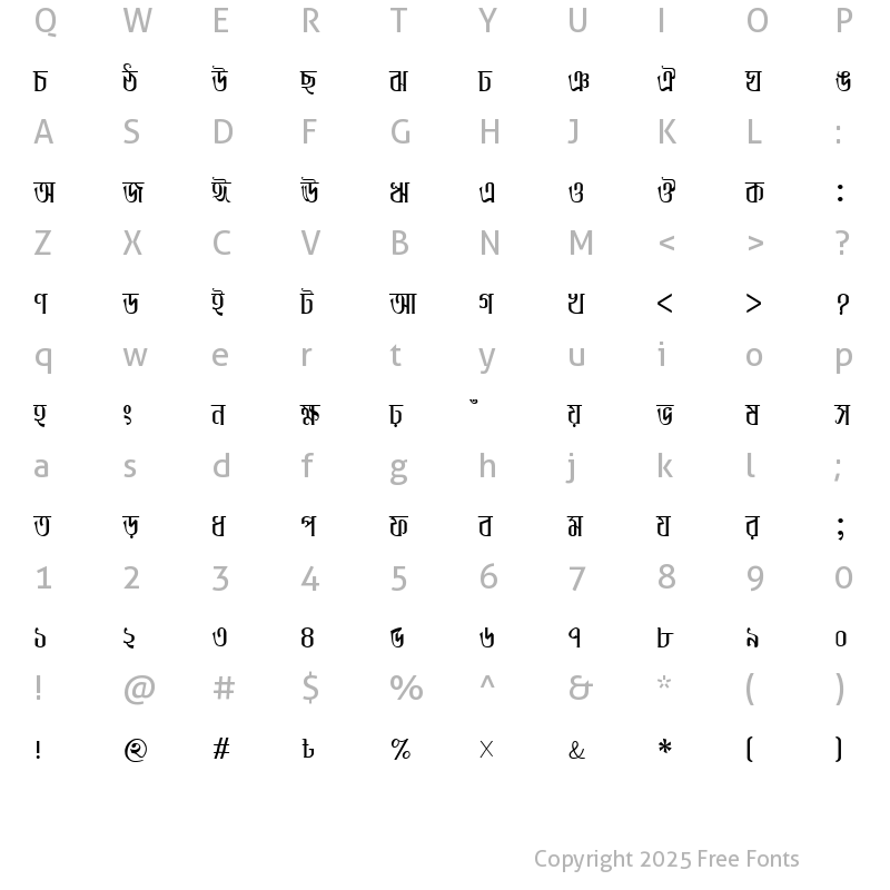 Character Map of LipiKarabiNormal Regular