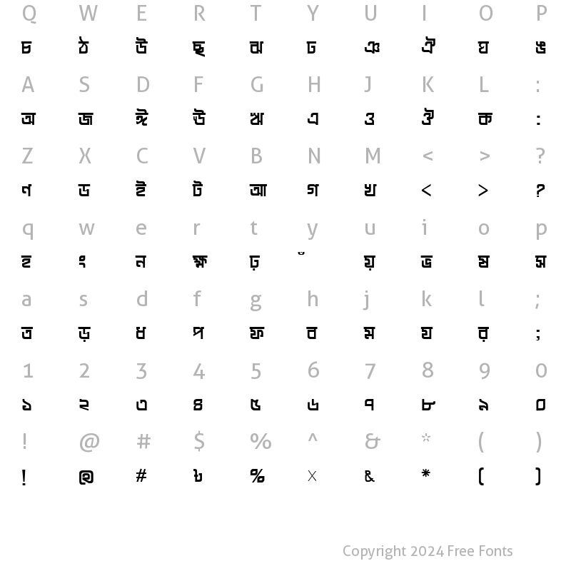 Character Map of LipiPadmoNormal Normal