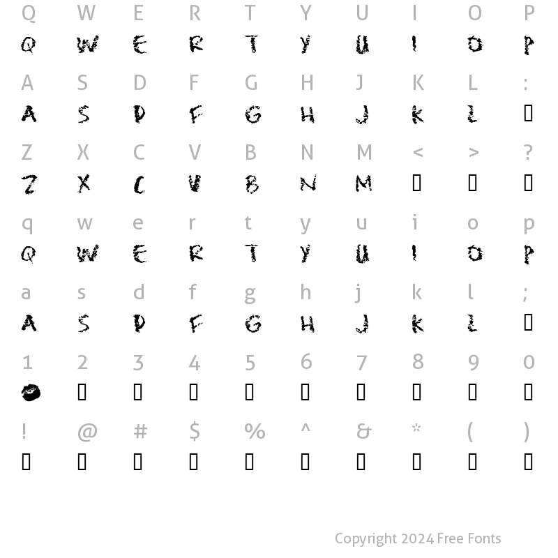 Character Map of Lipstick Traces Regular