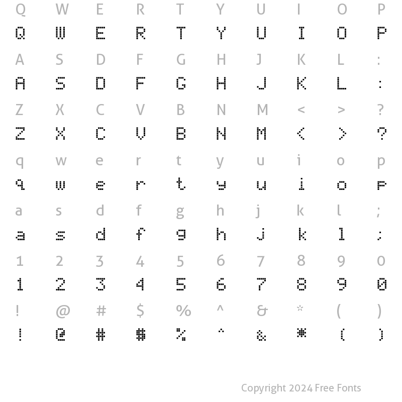 Character Map of Liquid Crystal Display Normal