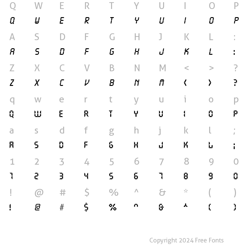 Character Map of Liquid Crystal II Regular