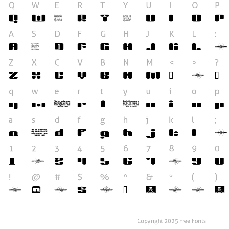 Character Map of Liquid Sex UNPAID DEMO