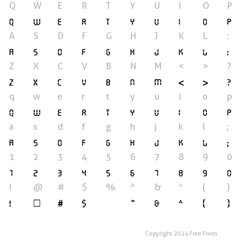 Character Map of LiquidCrystal Normal