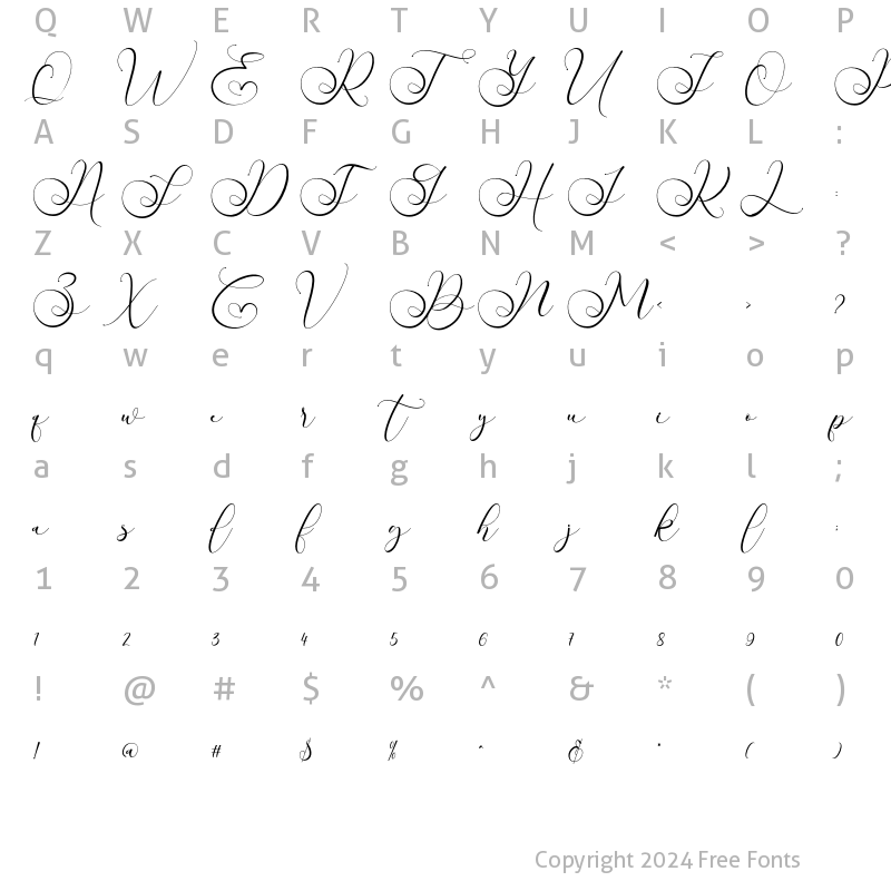 Character Map of Lirathie Regular