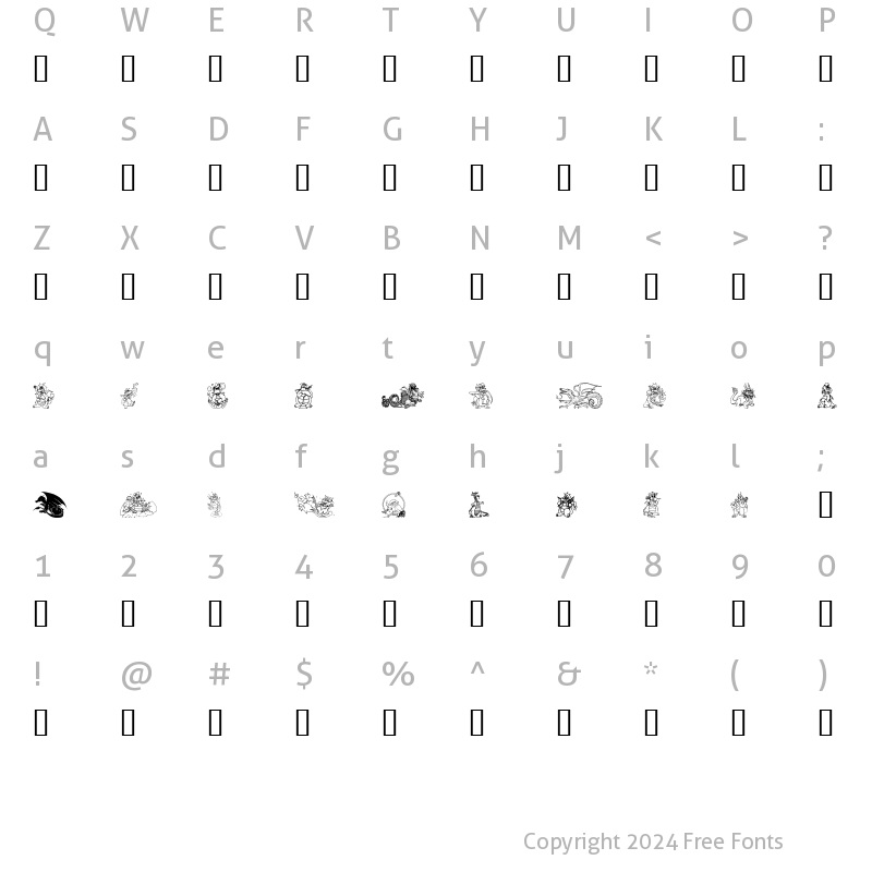 Character Map of Lisa's Dragons Regular