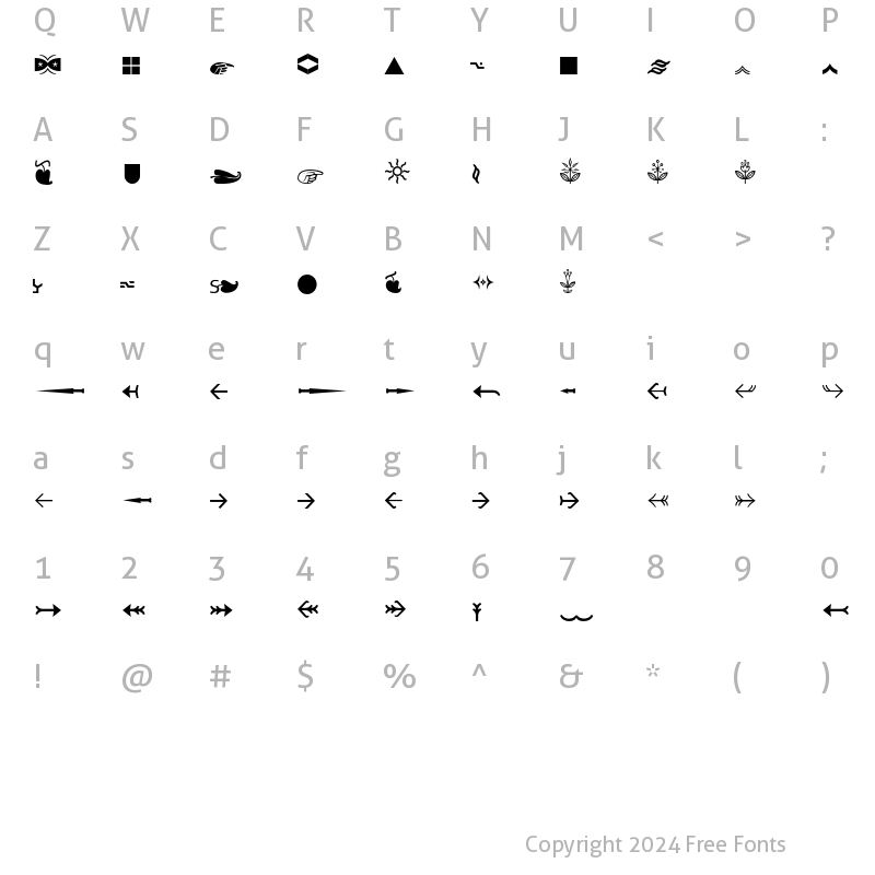 Character Map of Lisboa Dingbats Arrows Regular