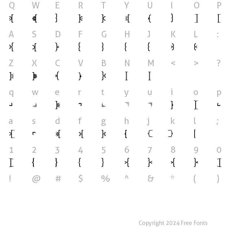 Character Map of Lisboa Dingbats Bracket Regular