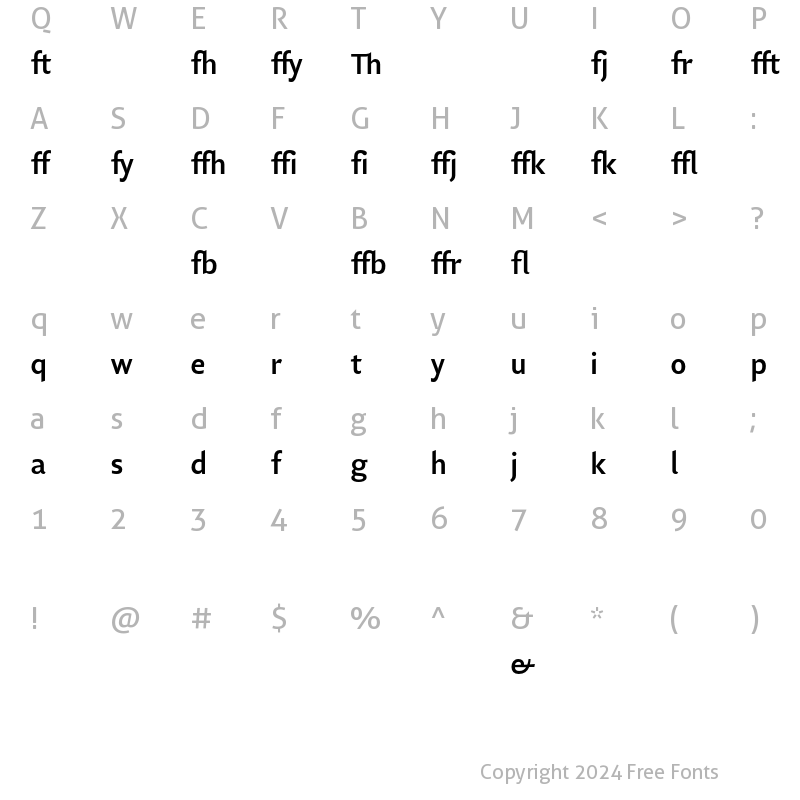 Character Map of Lisboa Sans Ligatures Bold