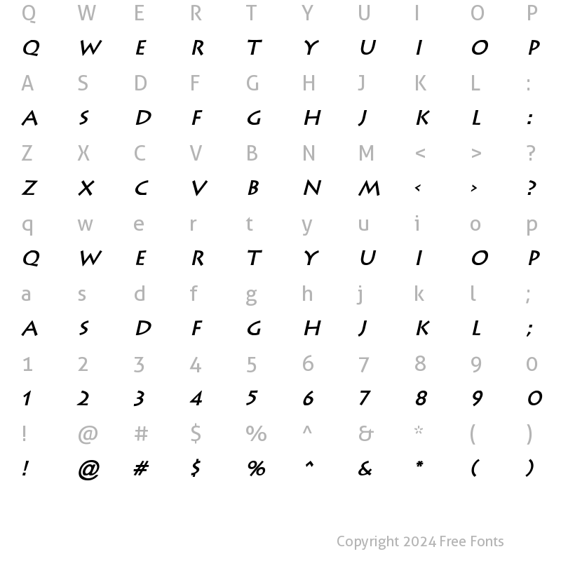 Character Map of Liste Bold Italic