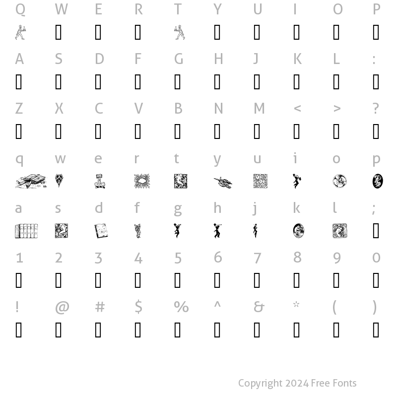 Character Map of Listemagerens Ny Dingbats Regular