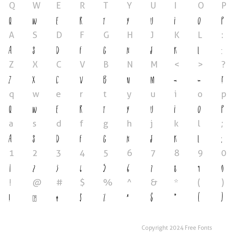 Character Map of Listless Regular