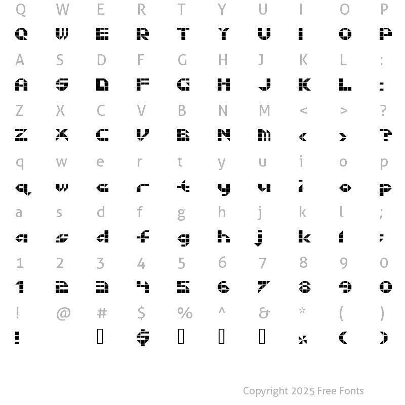 Character Map of Litebrite 1975 Regular