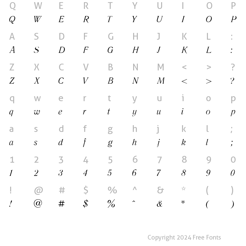 Character Map of Liter Italic