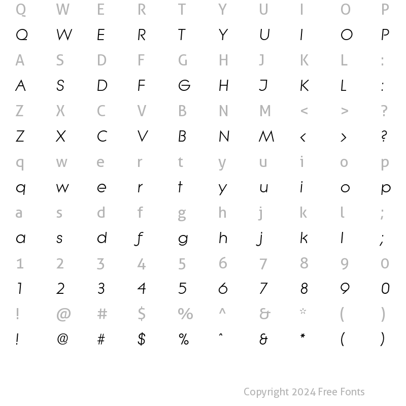 Character Map of Litera-RegularIta Regular