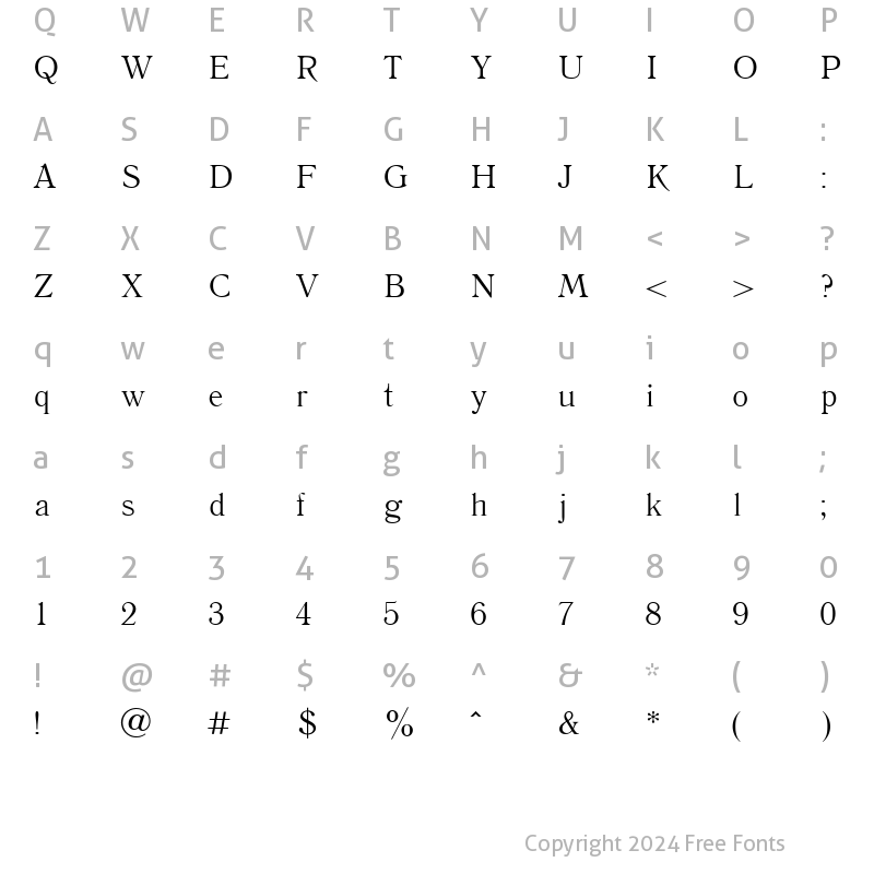 Character Map of Literaturnaya Regular