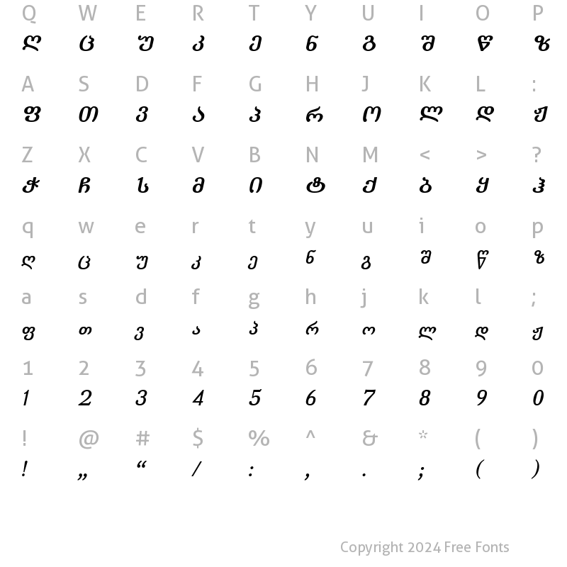 Character Map of Literaturuly-ITV Bold Italic