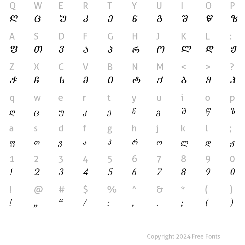 Character Map of Literaturuly-ITV Italic