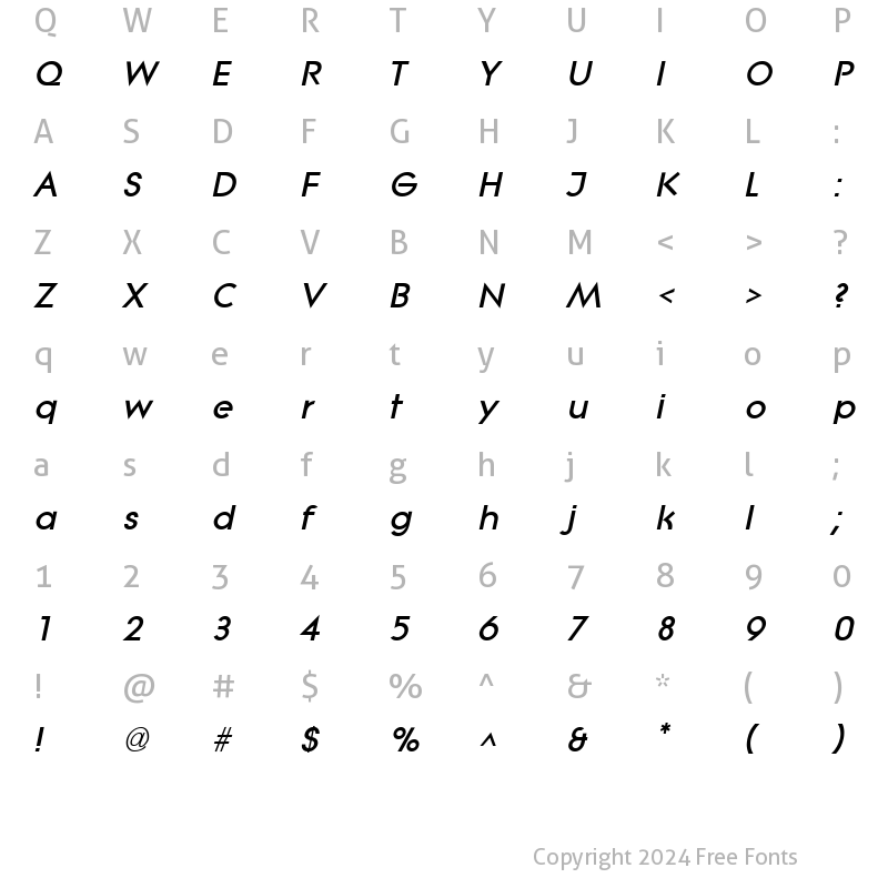 Character Map of LitheExtrabold Italic