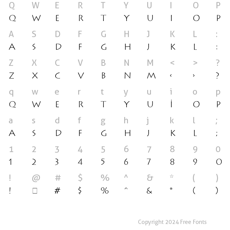 Character Map of Lithograph Light Plain