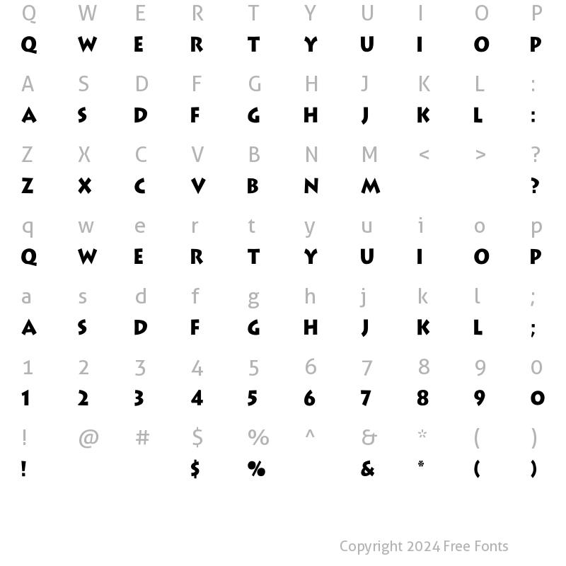 Character Map of Lithograph Th Regular