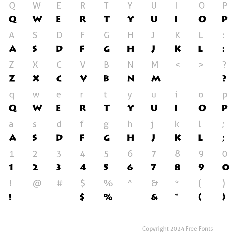 Character Map of LithographExtBo Regular