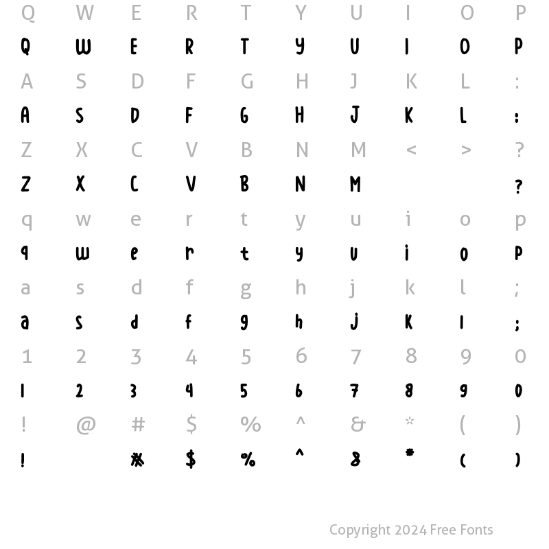 Character Map of litleshen Regular