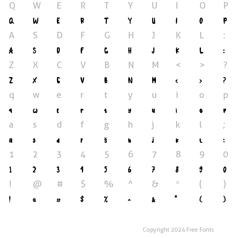 Character Map of Little Bondy Regular