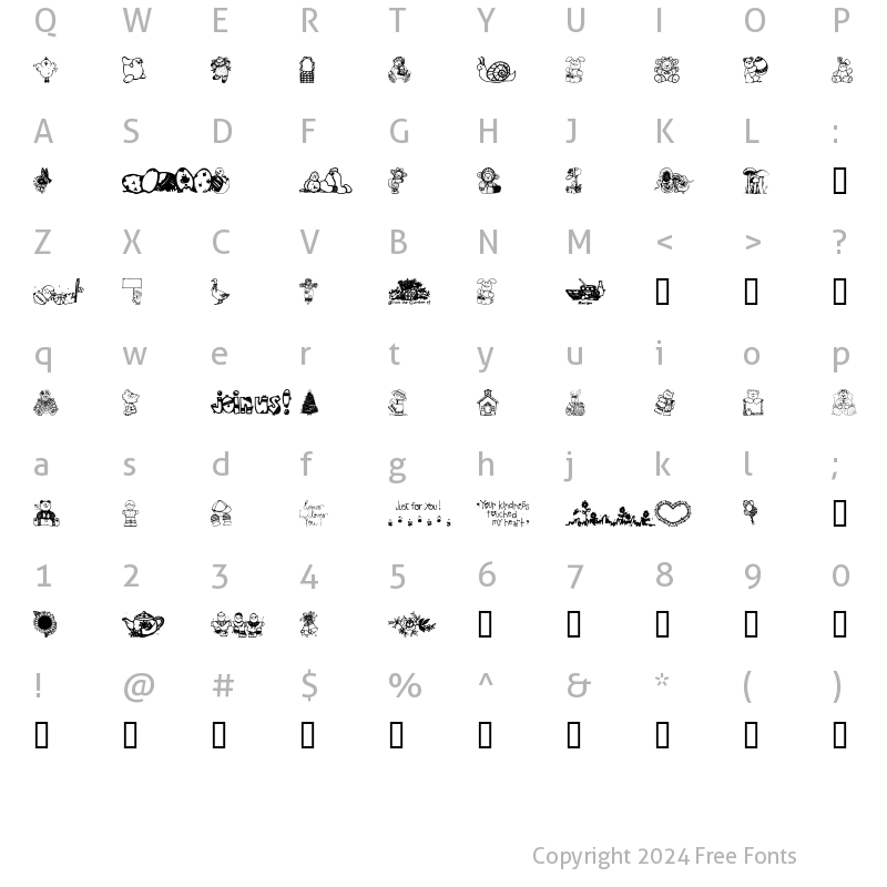 Character Map of Little cuties Regular