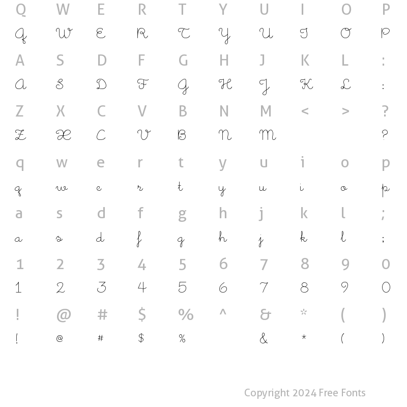 Character Map of Little Days Alt Regular