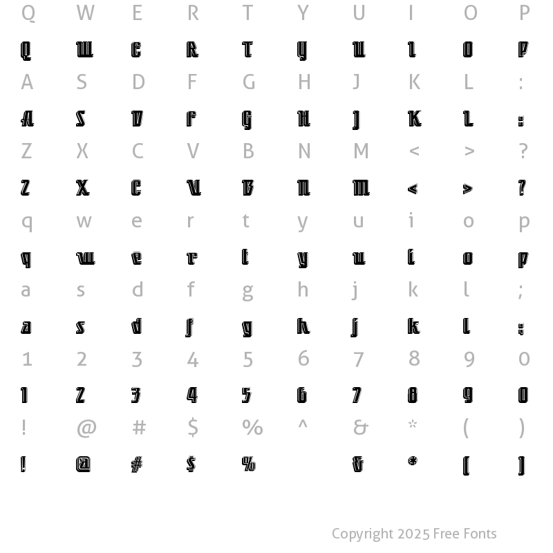 Character Map of Little Deuce Coupe NF Regular