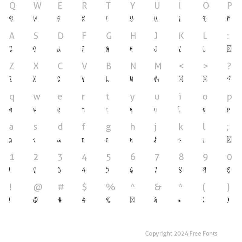 Character Map of Little Giant Regular