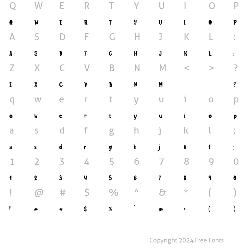 Character Map of Little Peanut Script