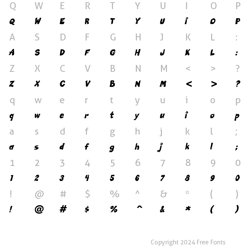 Character Map of Little Piggy BTN Oblique