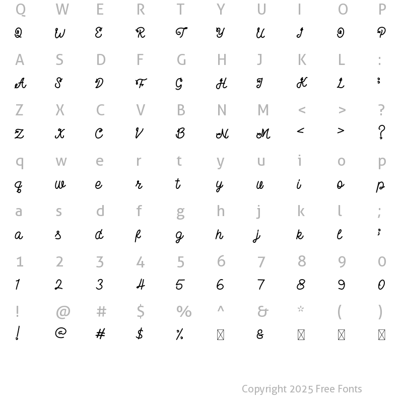 Character Map of Little Thomas Regular