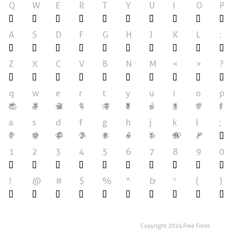 Character Map of LittleHeroes Regular