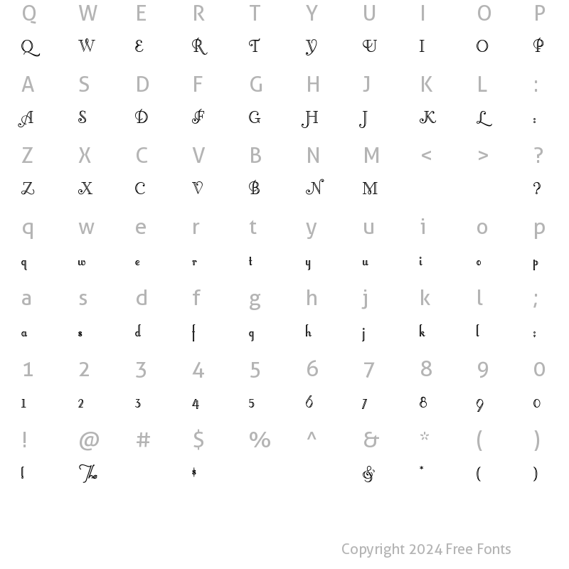 Character Map of LittleLordFontleroy Regular