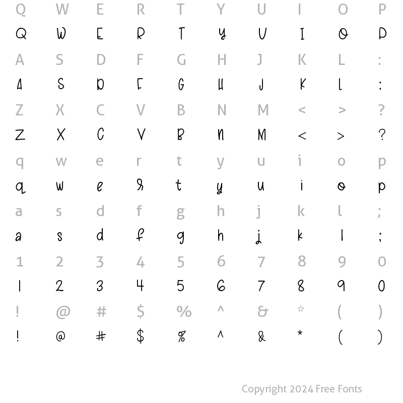 Character Map of LittleQuirkBCC Medium