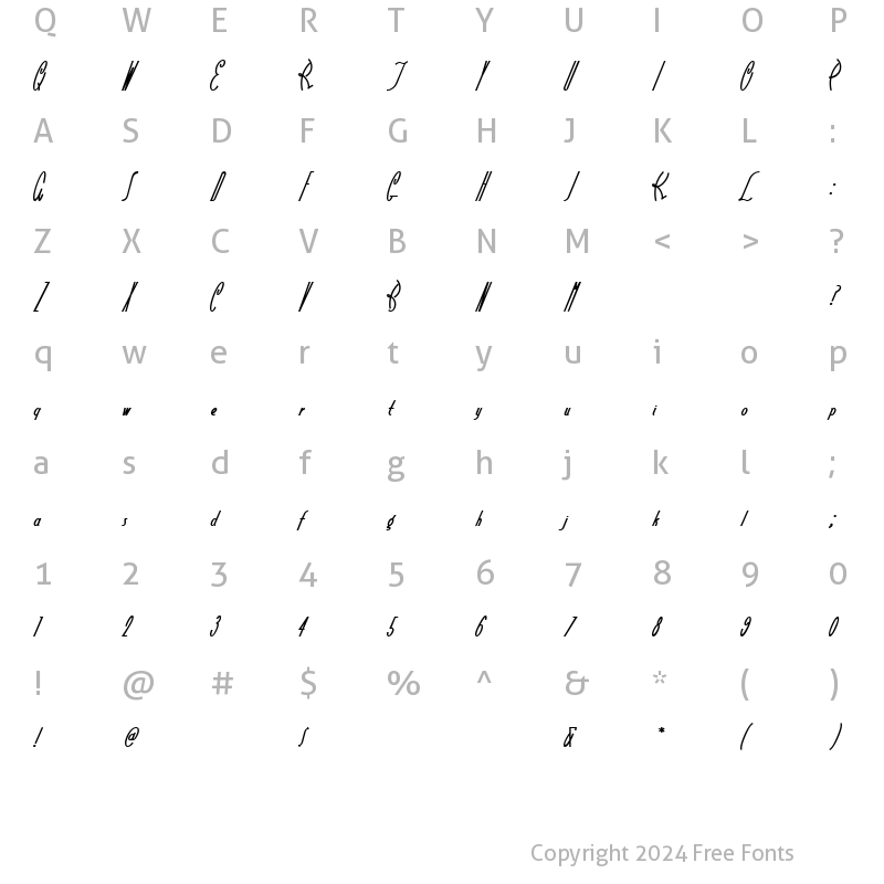 Character Map of LittleRickeyNF Regular