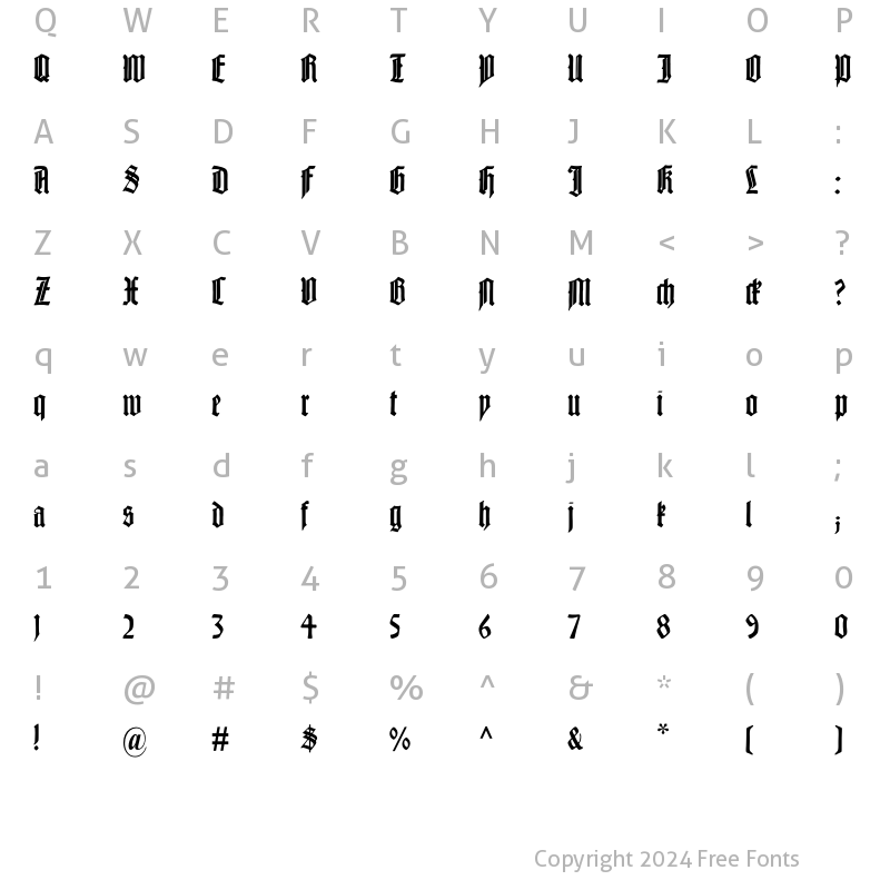 Character Map of Liturgisch Regular