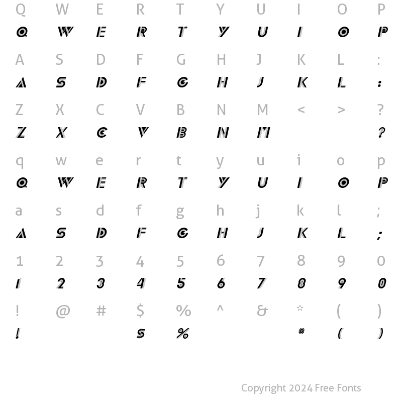 Character Map of LivelyDisplayCaps Italic