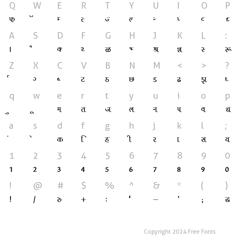 Character Map of Liza Bold