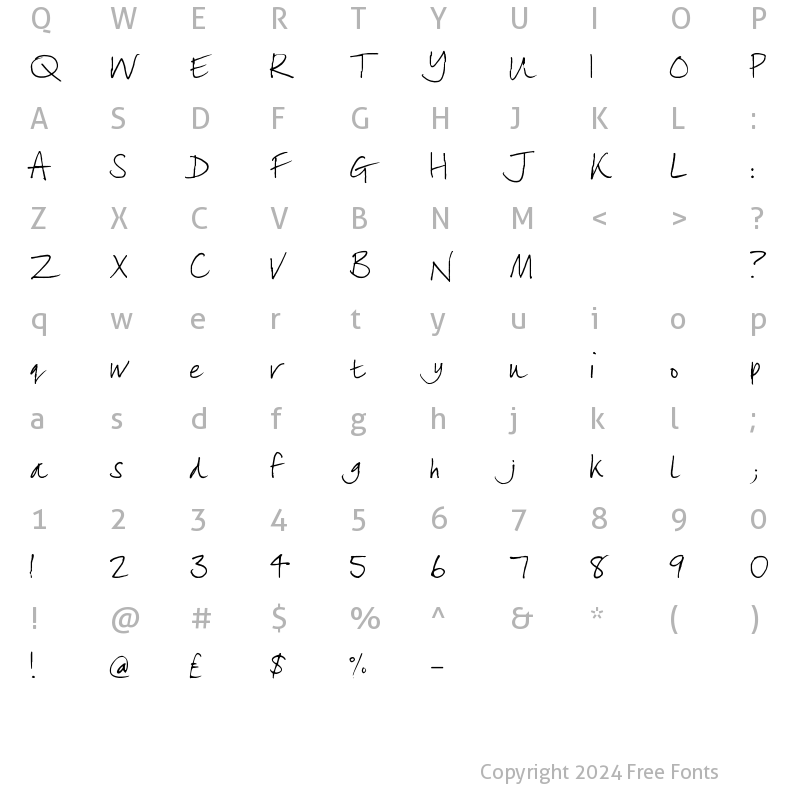 Character Map of lizzielongstocking Regular