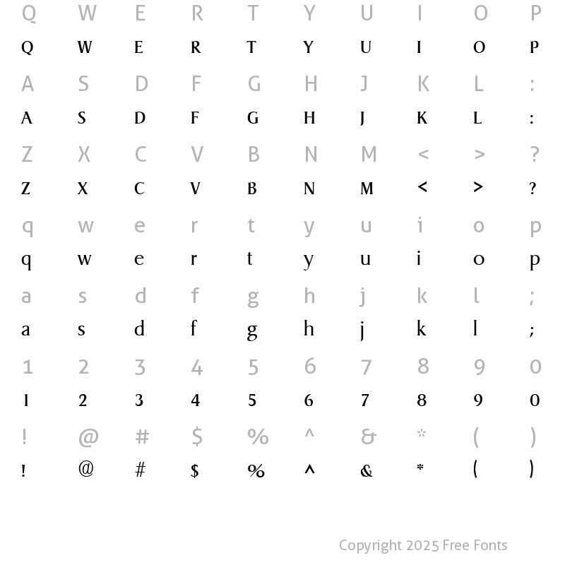 Character Map of Llewelyn SF Regular