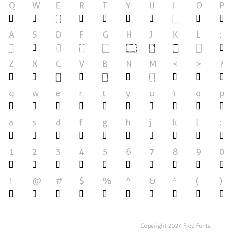 Character Map of LM Frames Regular