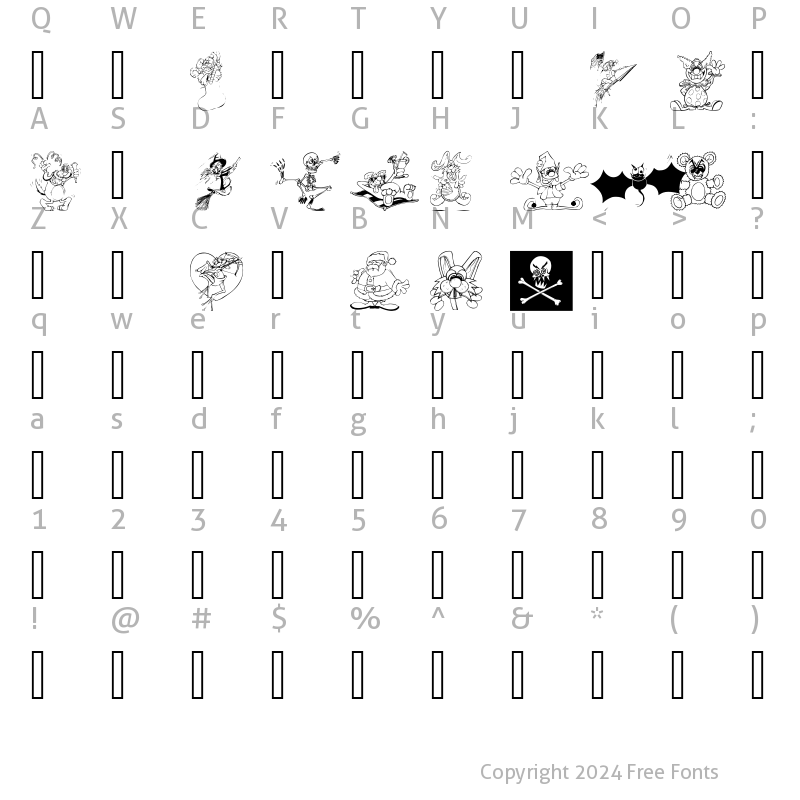 Character Map of LM Holiday Toons Regular