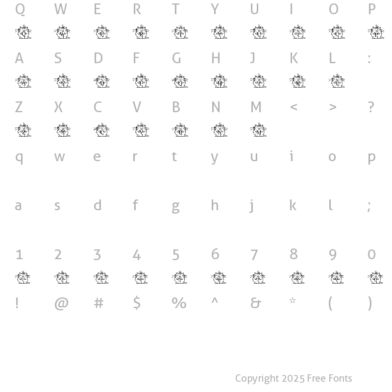 Character Map of LMS Boyton Alphabet Regular