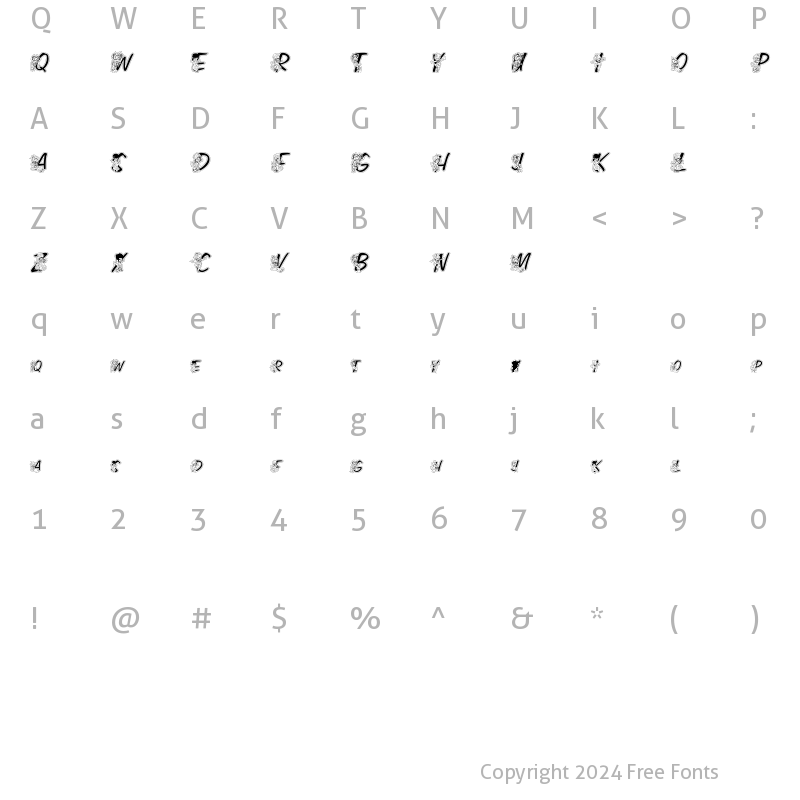 Character Map of LMS Color Kids Outlined Regular