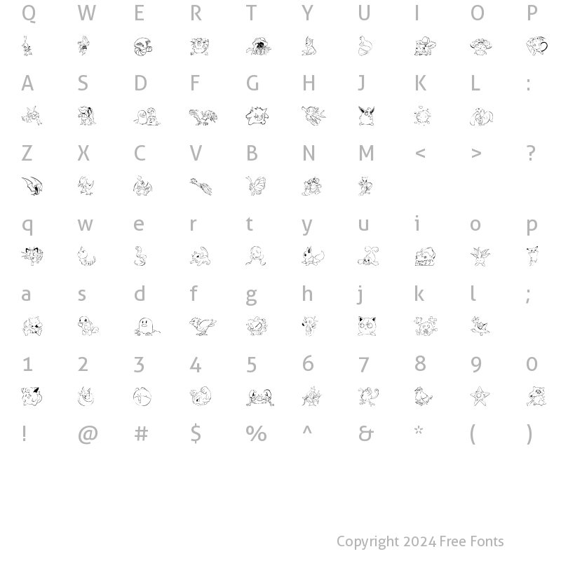 Character Map of LMS Poke'mon Master DingBat Regular