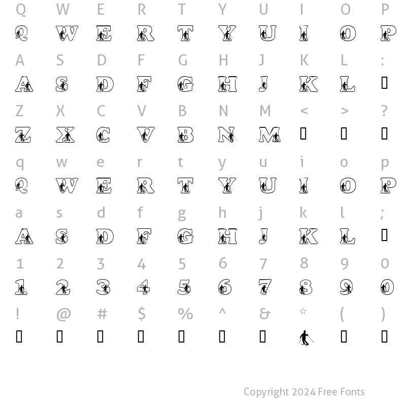 Character Map of LMS Slalom Script Regular